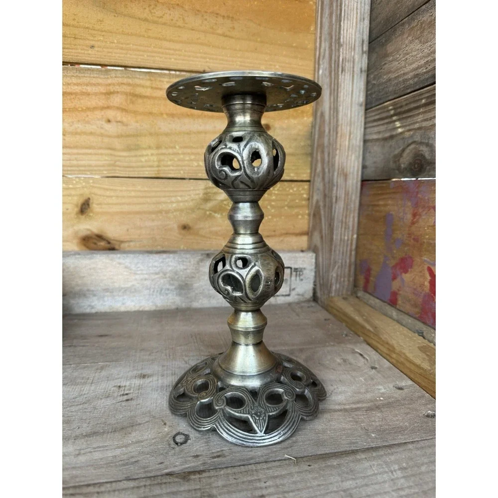 Vintage Ornate Metal Victorian Candle Holder‎ Candlestick